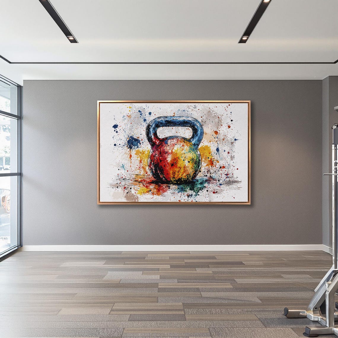 Single Colorful Kettlebell Watercolor Splash Gym Decor Poster - Image 3