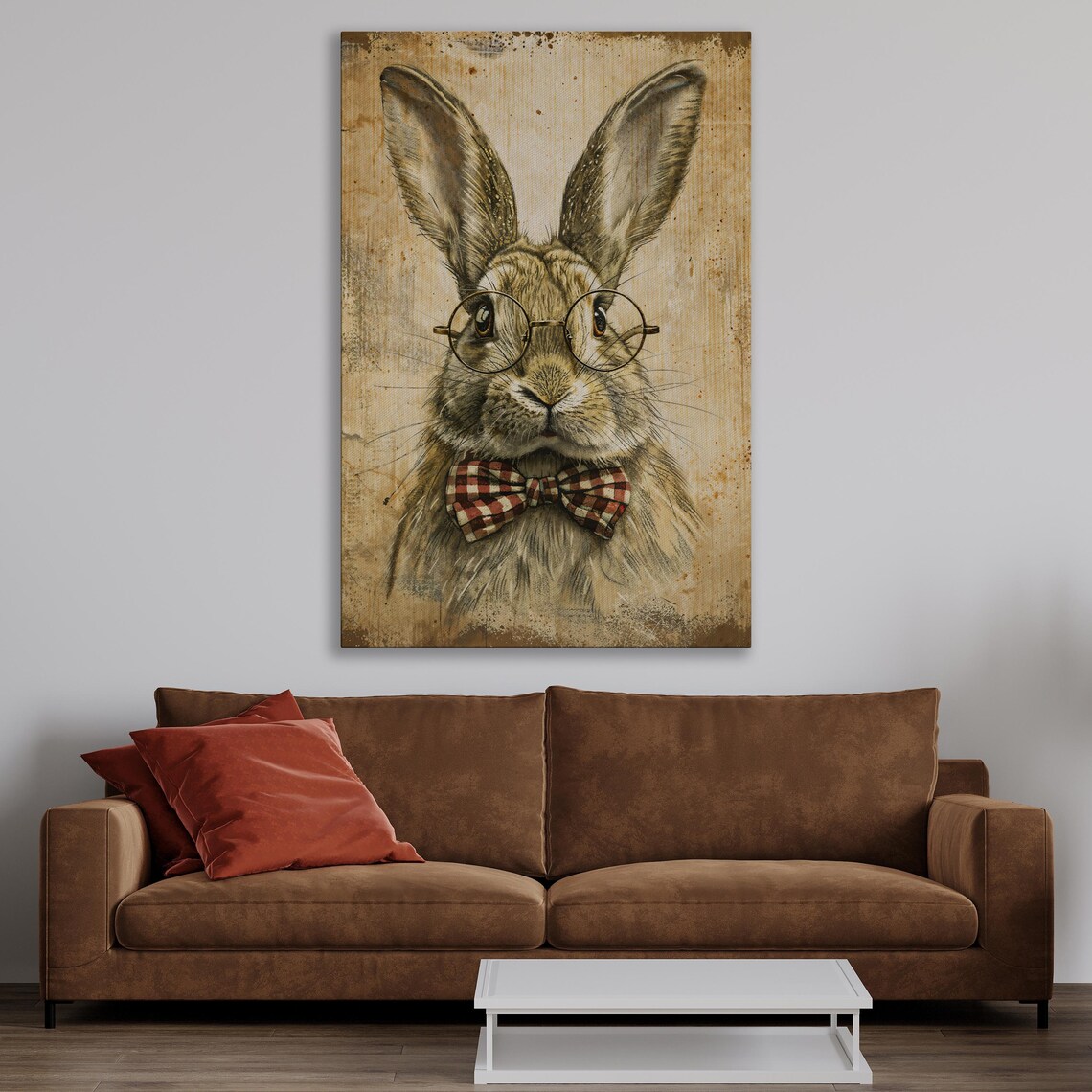 Vintage Scholar Bunny Art Print, Rabbit With Glasses - Image 2