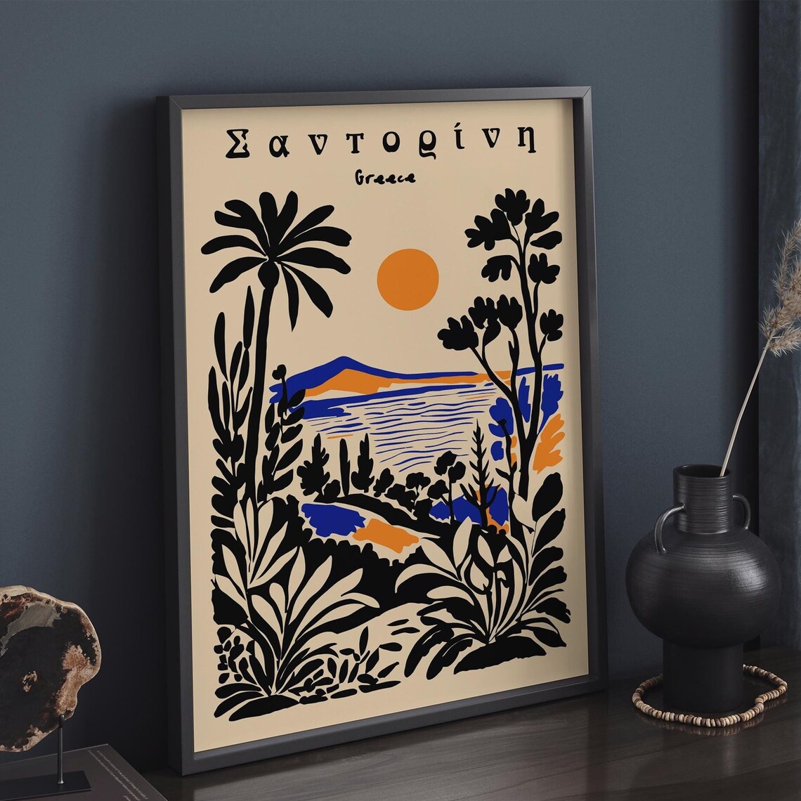 Santorini Greece Island Sunset Sea Silhouette Vintage Travel Poster - Image 6