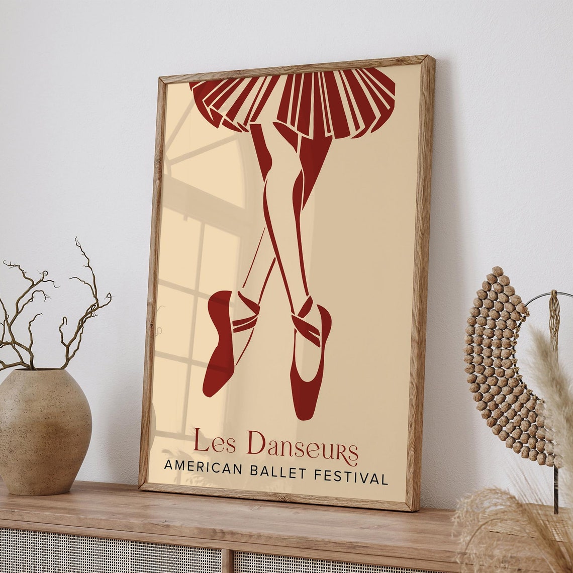 Les Danseurs American Ballet Festival Red Pointe Shoes Poster