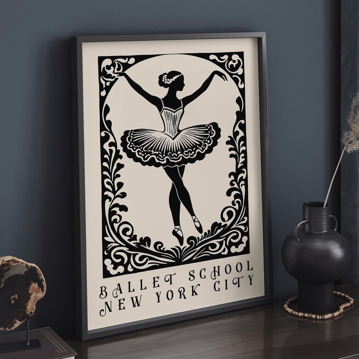 New York City Ballet School Classic Dancer Silhouette Poster