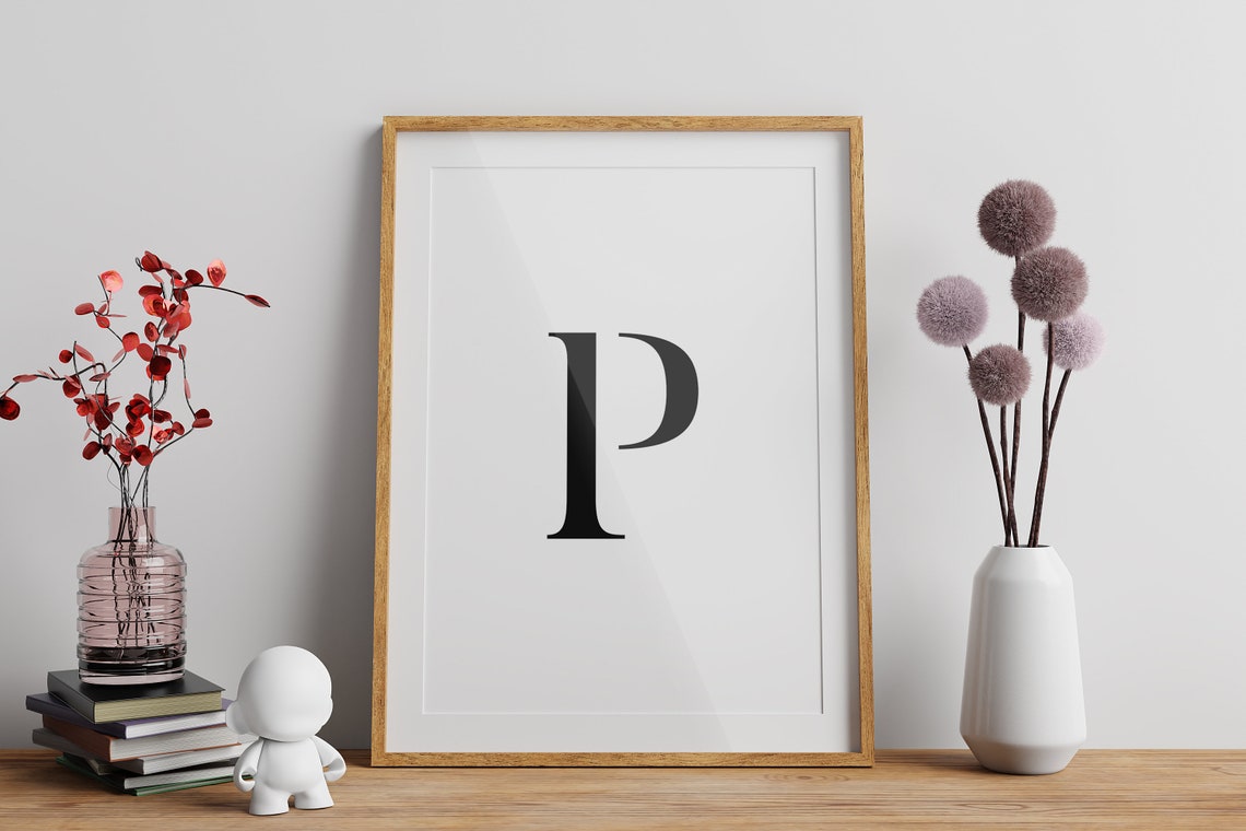 Letter P Bold Serif Monogram Initial Alphabet Minimalist Poster - Image 2