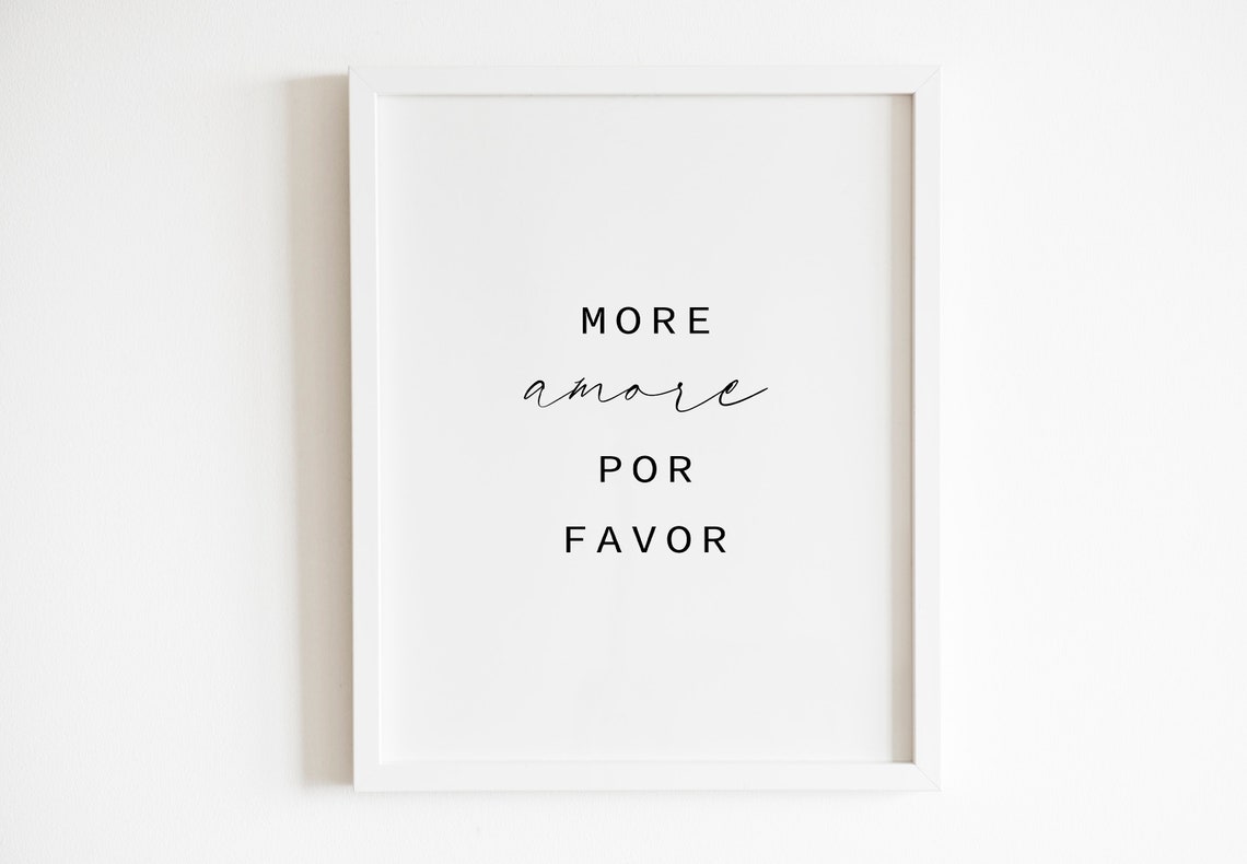 More Amore Por Favor Chic Script Love Italian Style Quote Poster