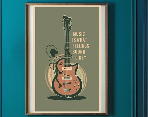 Vintage Guitar Music Is What Feelings Sound Like Quote Poster