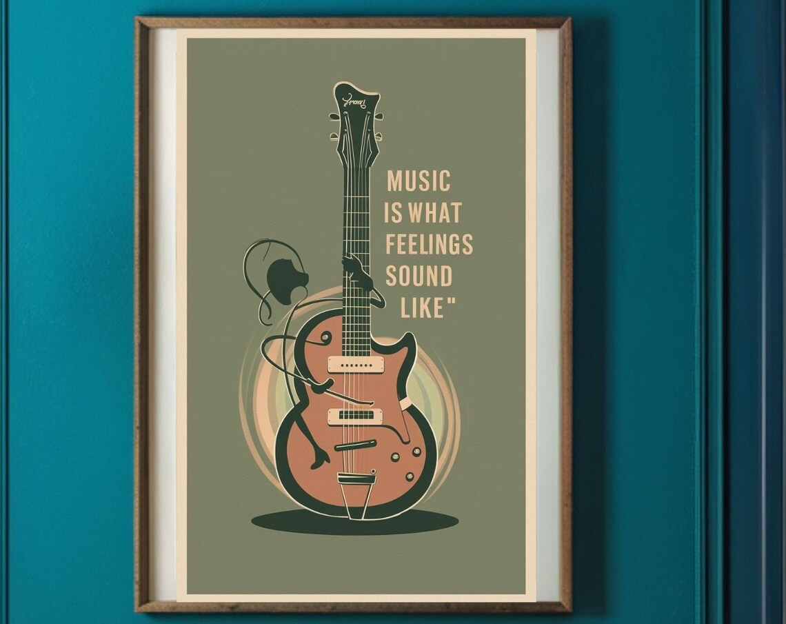 Vintage Guitar Music Is What Feelings Sound Like Quote Poster