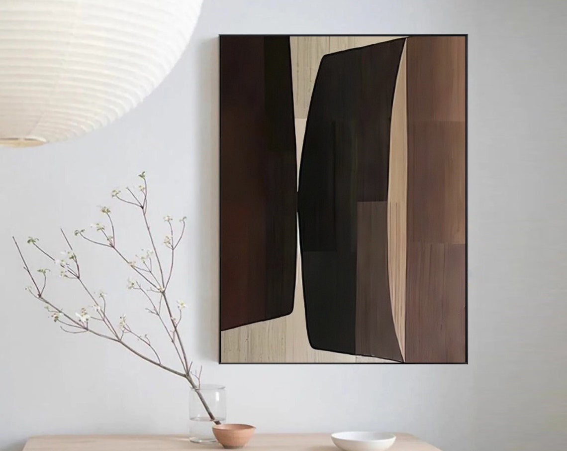 Brown Wabi Sabi Wall Art Beige Brown Abstract Painting Neutral Wall Decor Boho Textured Wall Art Brown Minimalist Painting Entrance Wall Art - Image 4