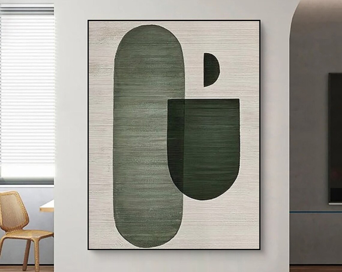 Sage Green Capsule Shapes Minimalist Abstract Art Wall Poster
