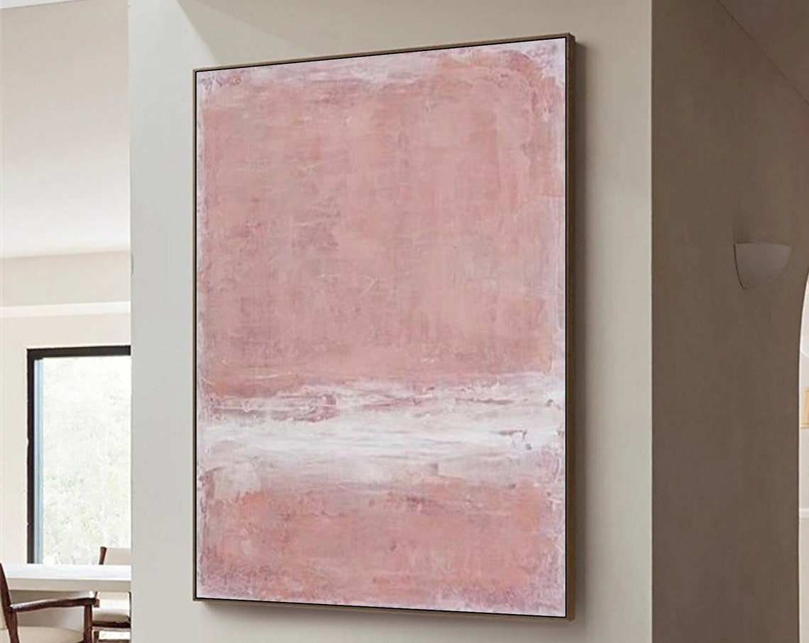 Pink Wabi Sabi Wall Art Pink White Abstract Painting Neutral Wall Decor Boho Textured Wall Art Pink Minimalist Painting Entrance Wall Art