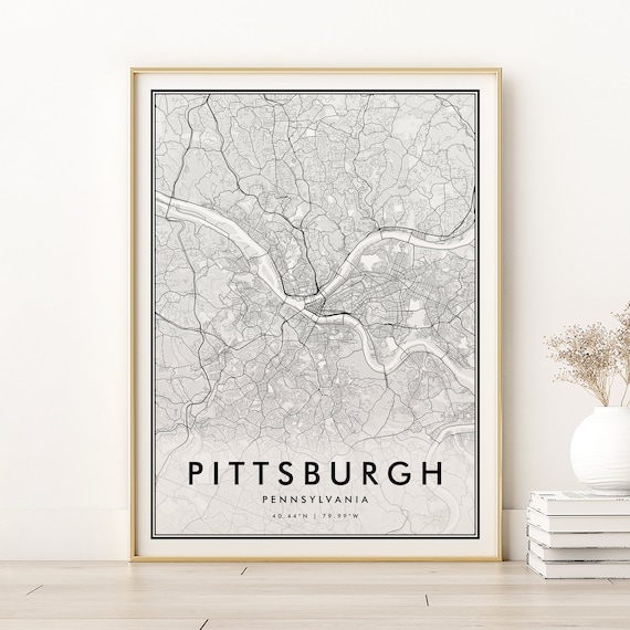 Pittsburgh Map Print, Pennsylvania Minimalist Travel Poster