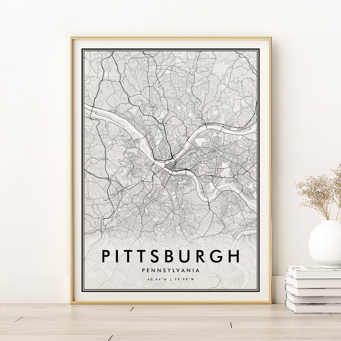 Pittsburgh Map Print, Pennsylvania Minimalist Travel Poster