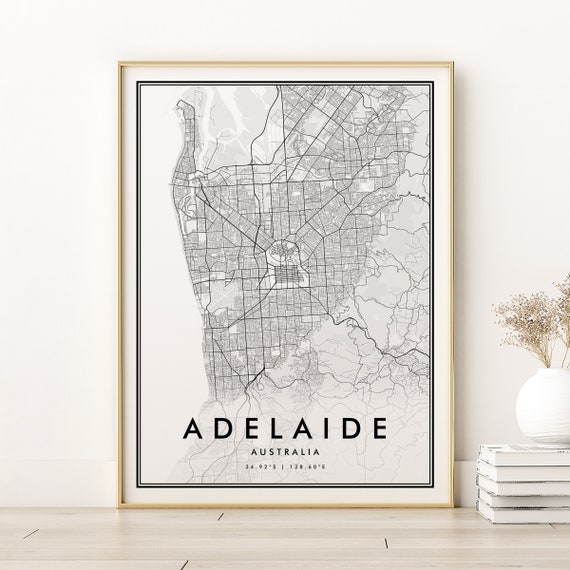 Adelaide Map Print Australia City State Wall Art Road Poster Instant