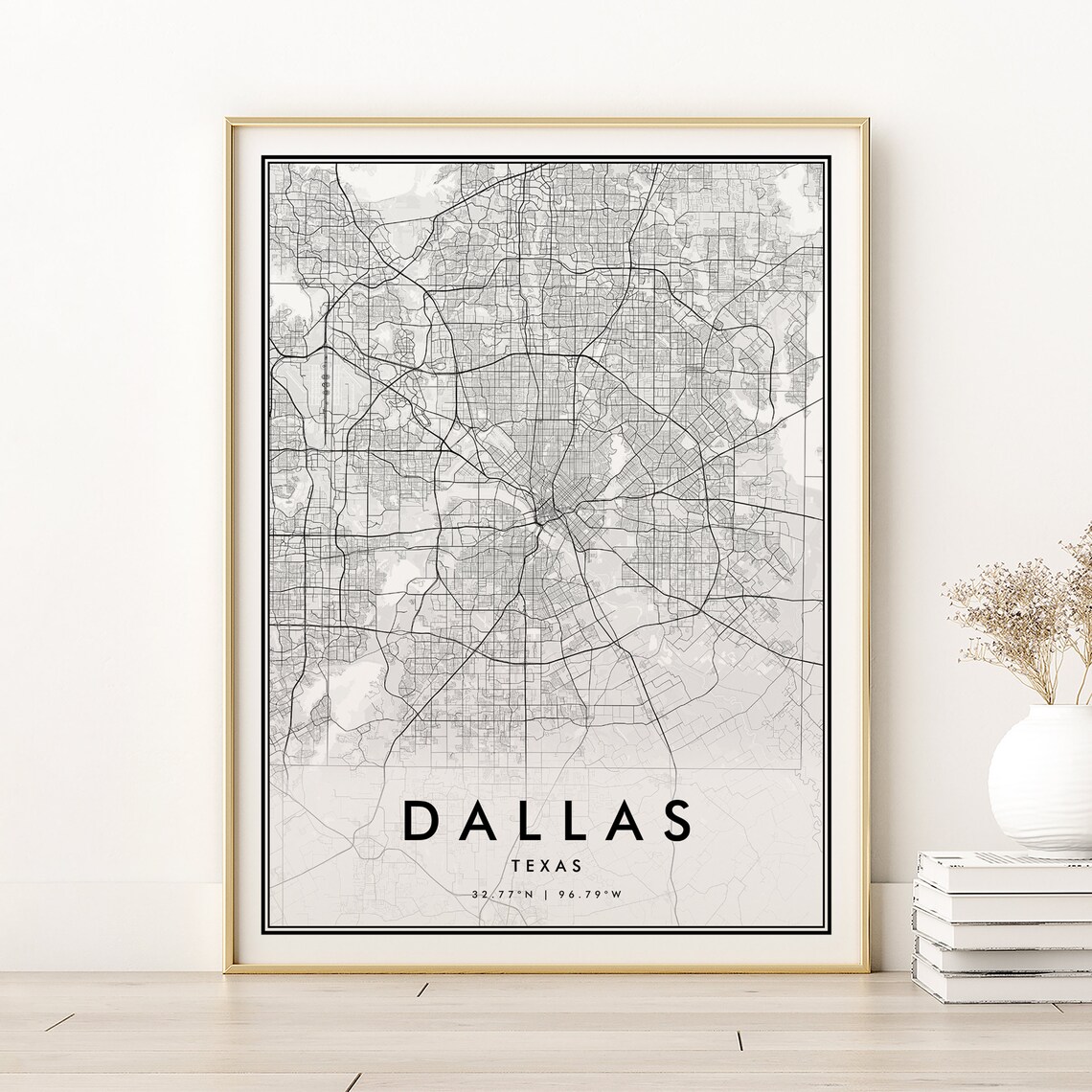 Dallas Map Print, Retro Texas Street Art Poster