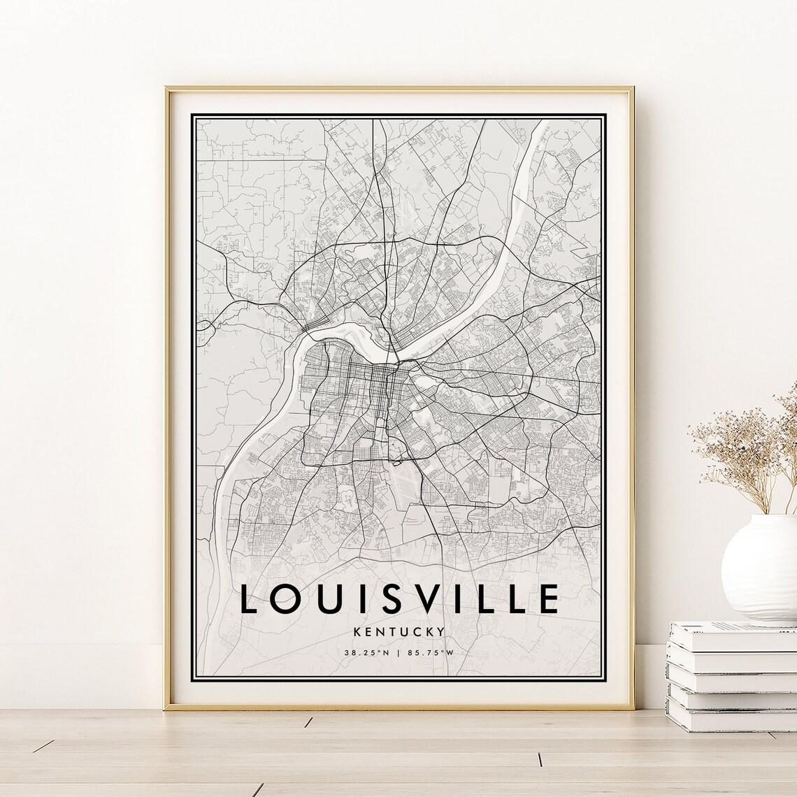 Louisville Map Print, Kentucky Retro Street Poster