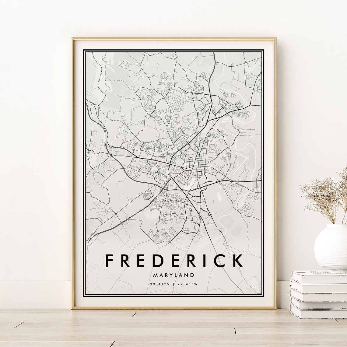 Frederick Maryland Minimalist Retro Map Art Print