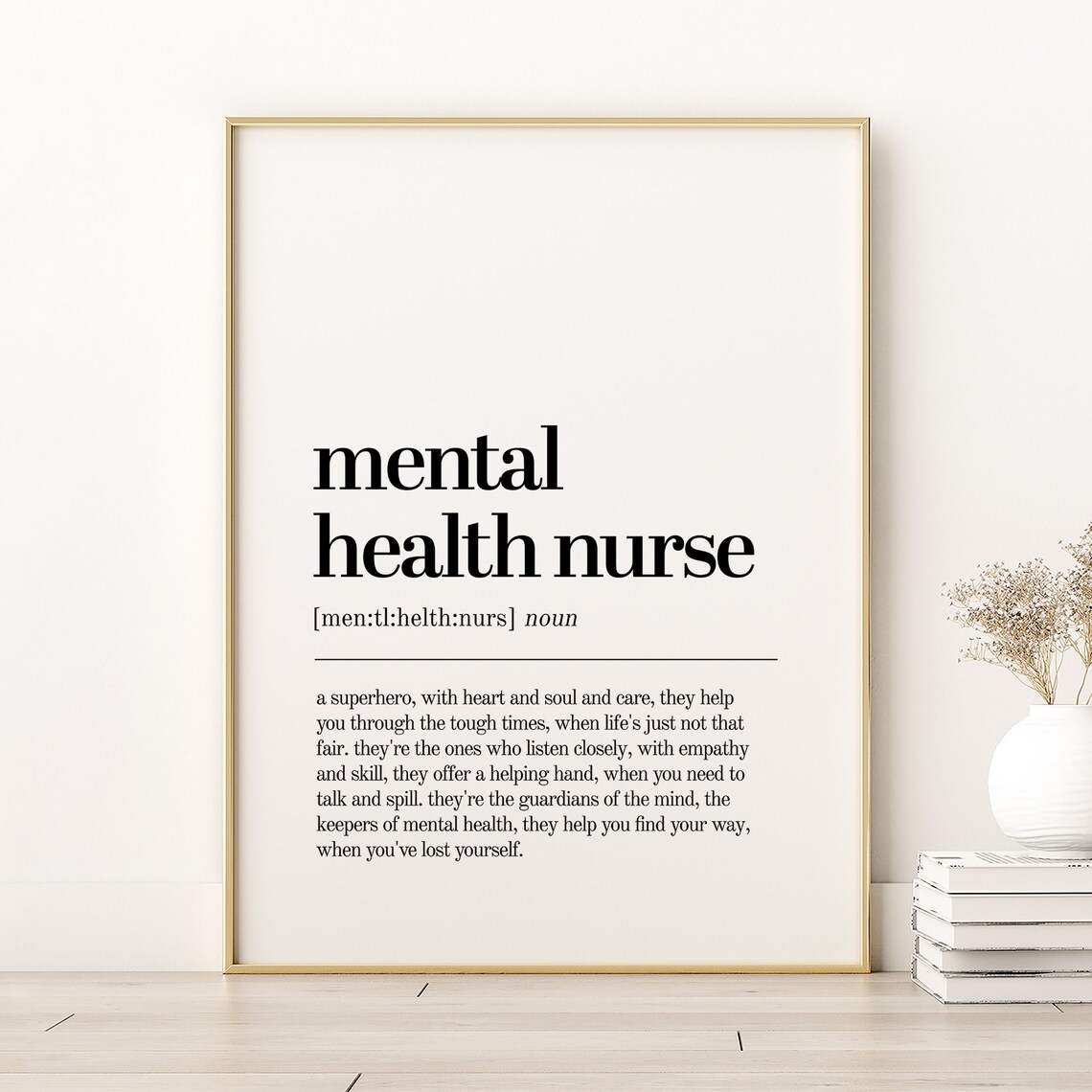 Mental Health Nurse Definition Art Print, Gift For Him