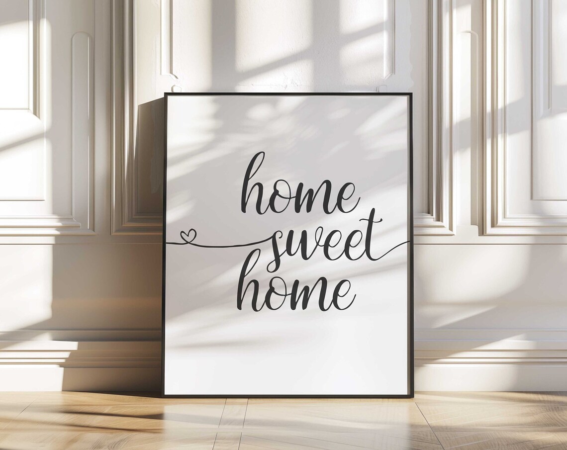Home Sweet Art Print, Minimalist Quote Poster