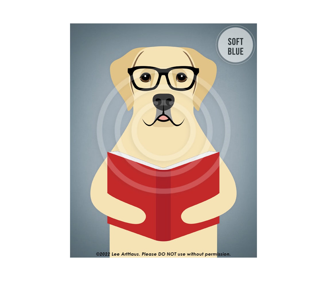 Yellow Labrador Retriever Glasses Reading Red Book Cute Dog Poster - Image 2
