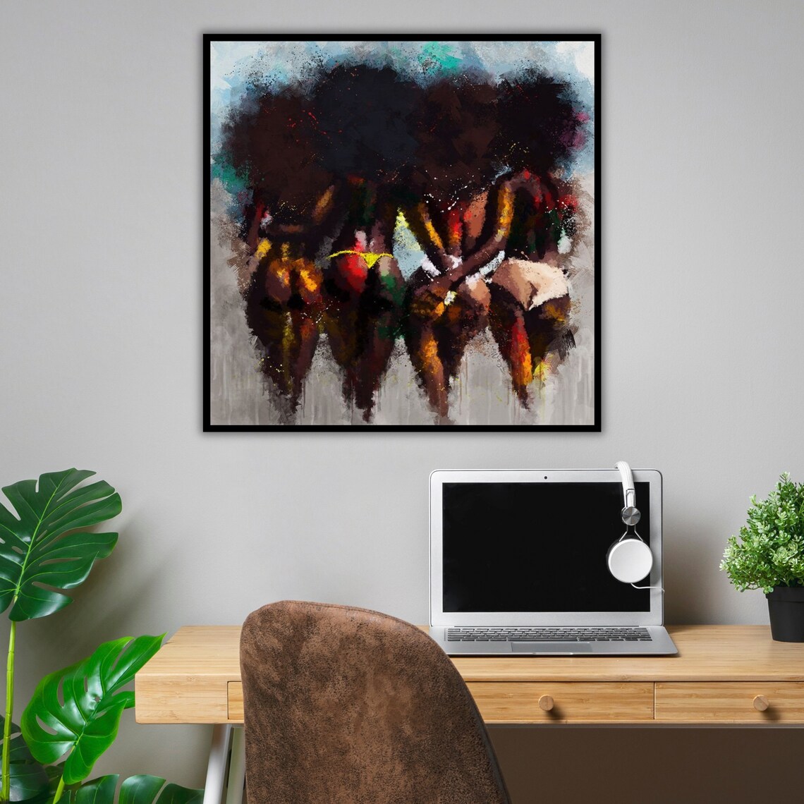 Four Women Walking Away Beach Swimsuits Colorful Splash Art Print - Image 4