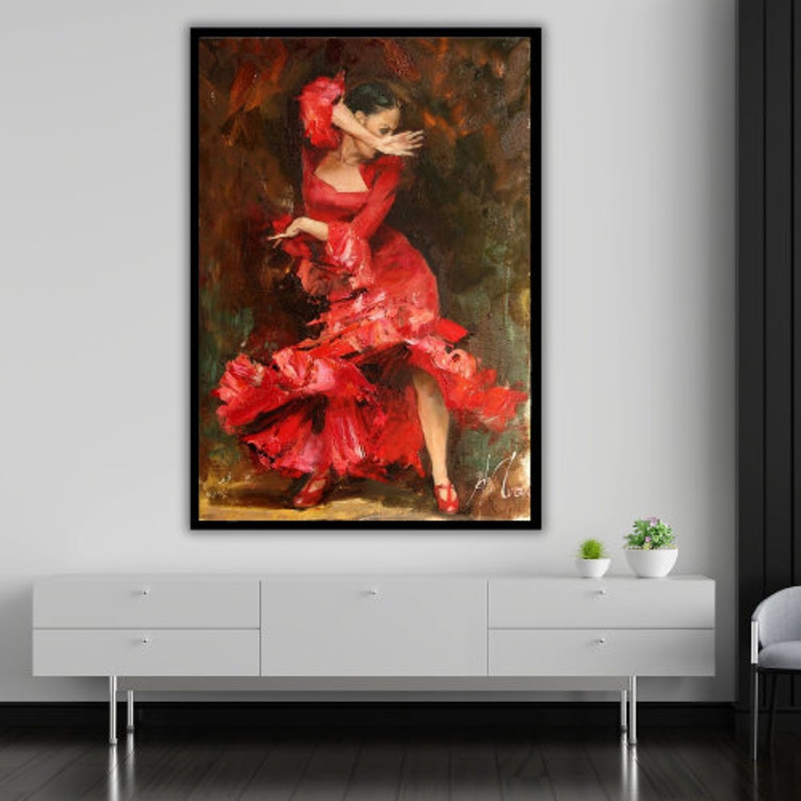 Flamenco Female Dancer Wall Art Ready To Hang Flamenco Dancer Artwork Wall Decor Gift - Image 3