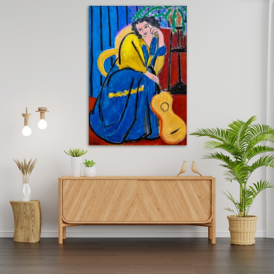 Matisse Style Woman Guitar Blue Robe Fauvist Portrait Art Print - Image 3