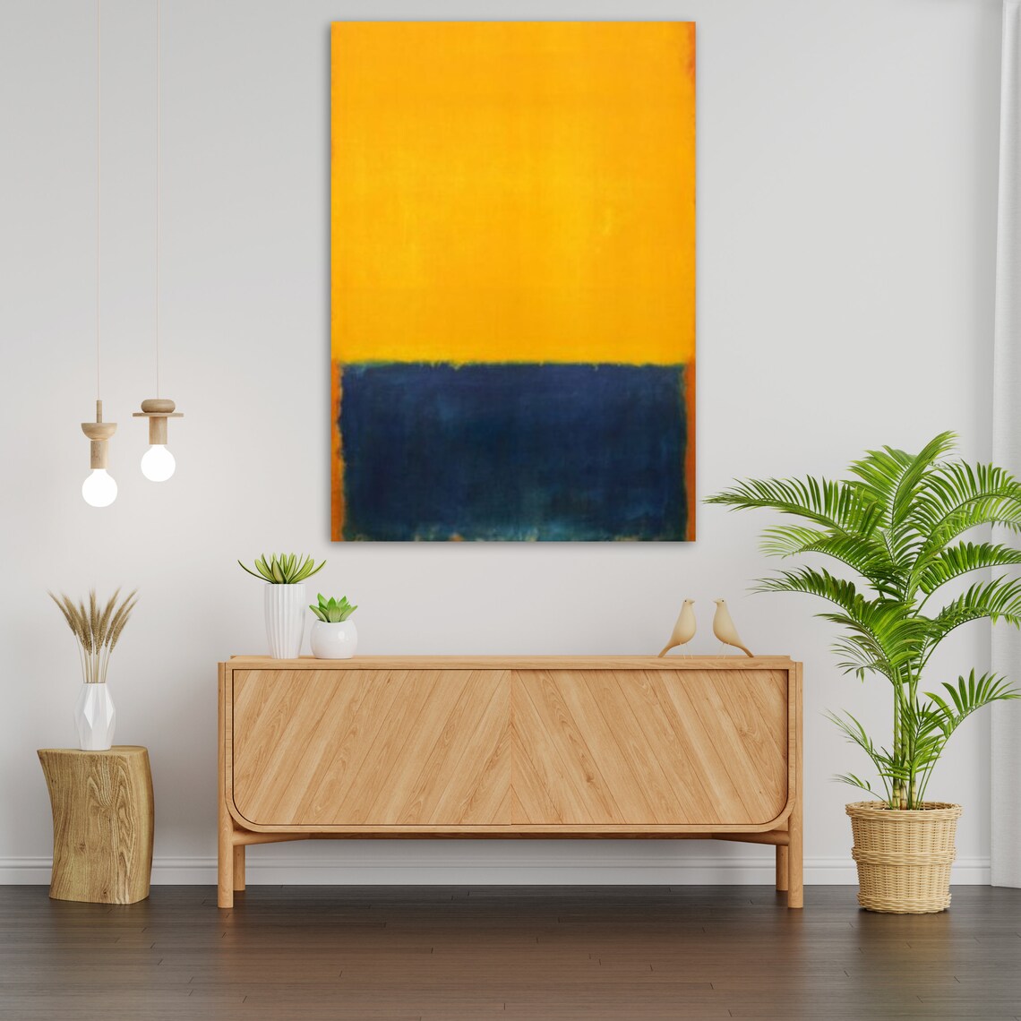 Abstract Gold Orange And Deep Blue Color Field Minimalist Wall Art Poster - Image 3