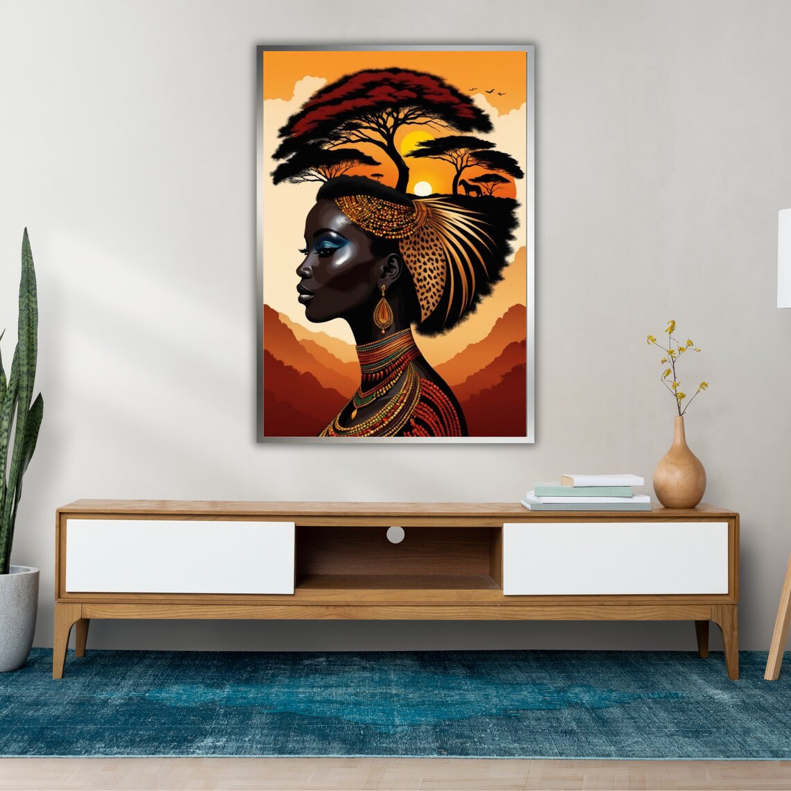 African Woman Portrait Painting Wall Art Wall Painting For Gift Bedroom Office Living Room Cafe Bar Wall Decoration - Image 4