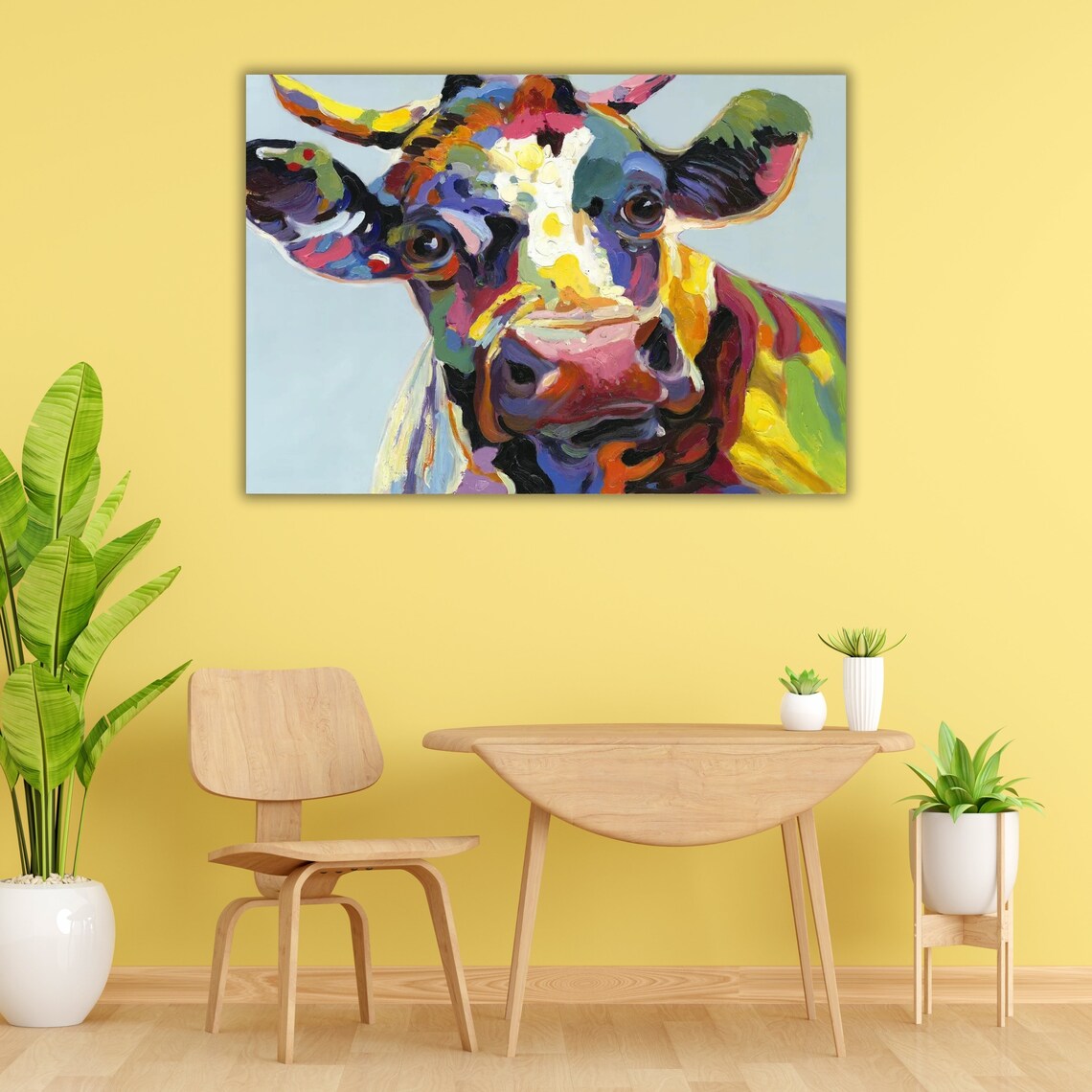 Colorful Pop Art Cow Face Abstract Vibrant Farm Animal Portrait Poster - Image 4