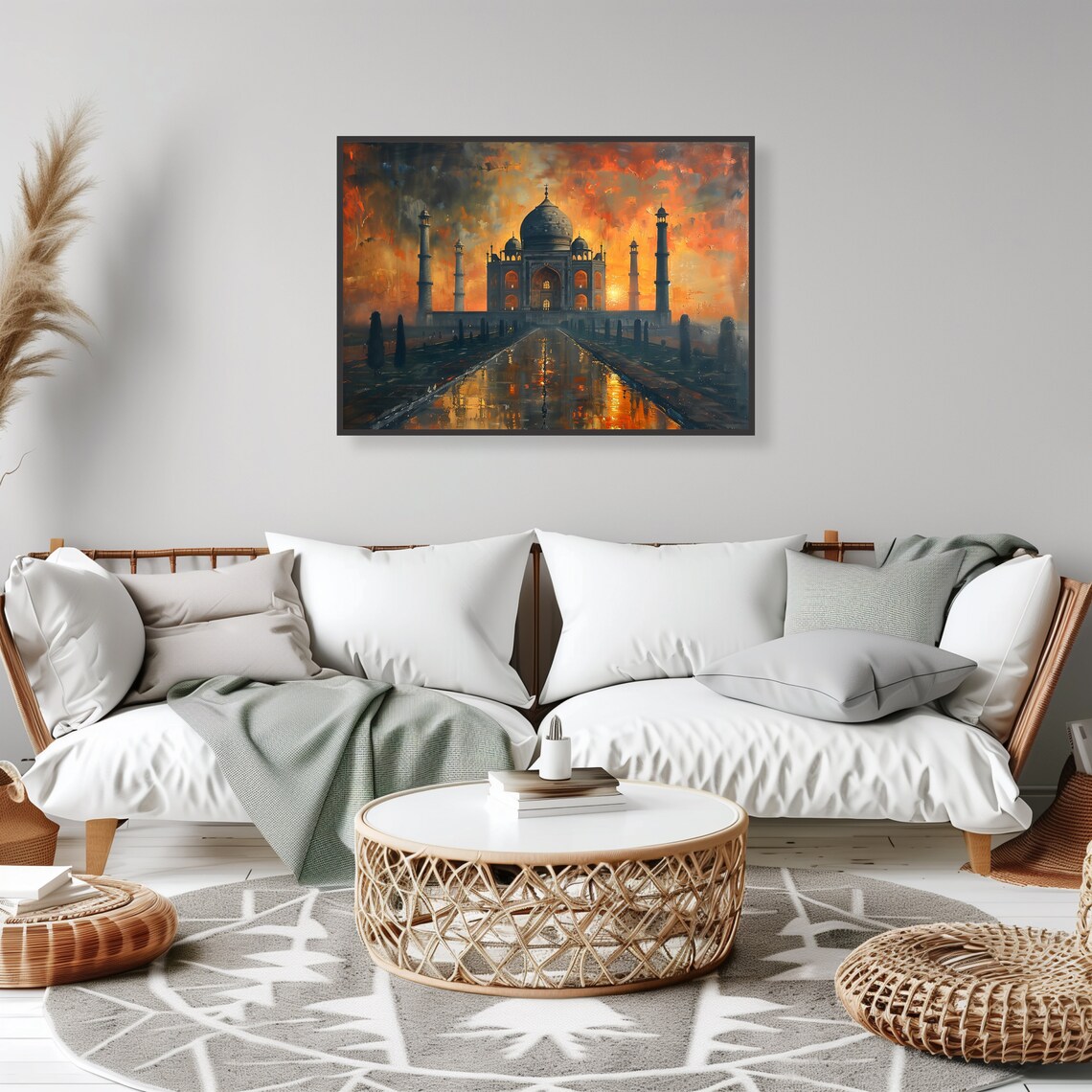 Taj Mahal Sunrise Golden Reflection India Travel Dreamy Art Poster - Image 2
