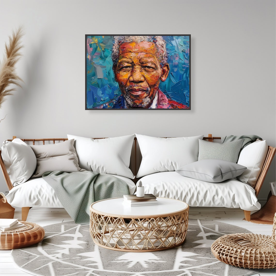 Nelson Mandela Colorful Impasto Portrait Inspirational Wall Art - Image 2