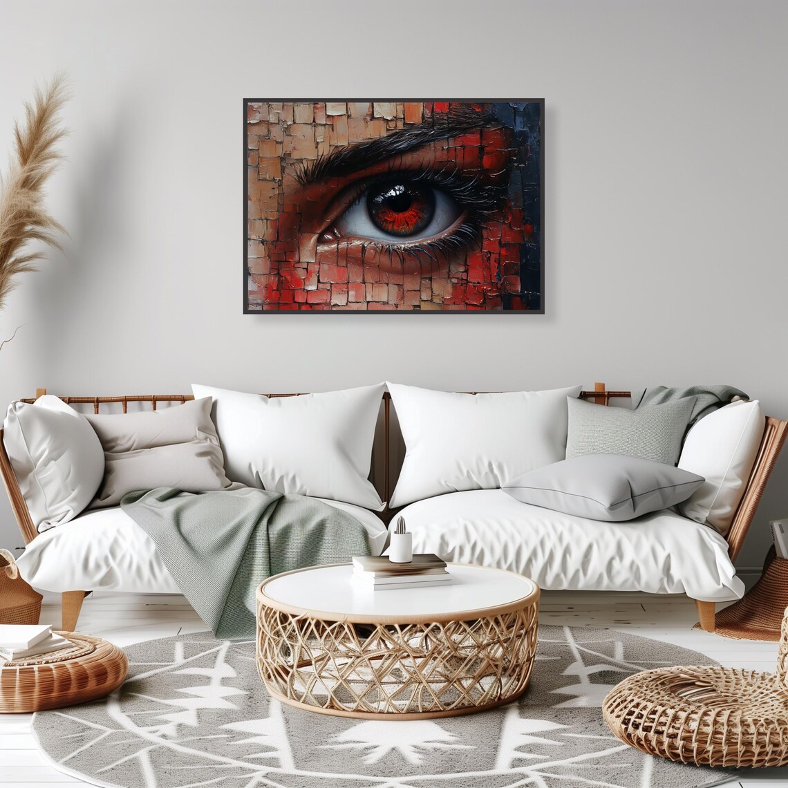 Crimson Mosaic Eye Close-Up Glamorous Beauty Art Portrait Poster - Image 2