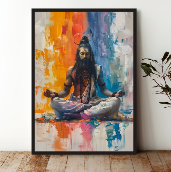 Shiva Meditation Wall Art Vibrant Spiritual Decor For Yoga Studio Unframed Museum Quality Print