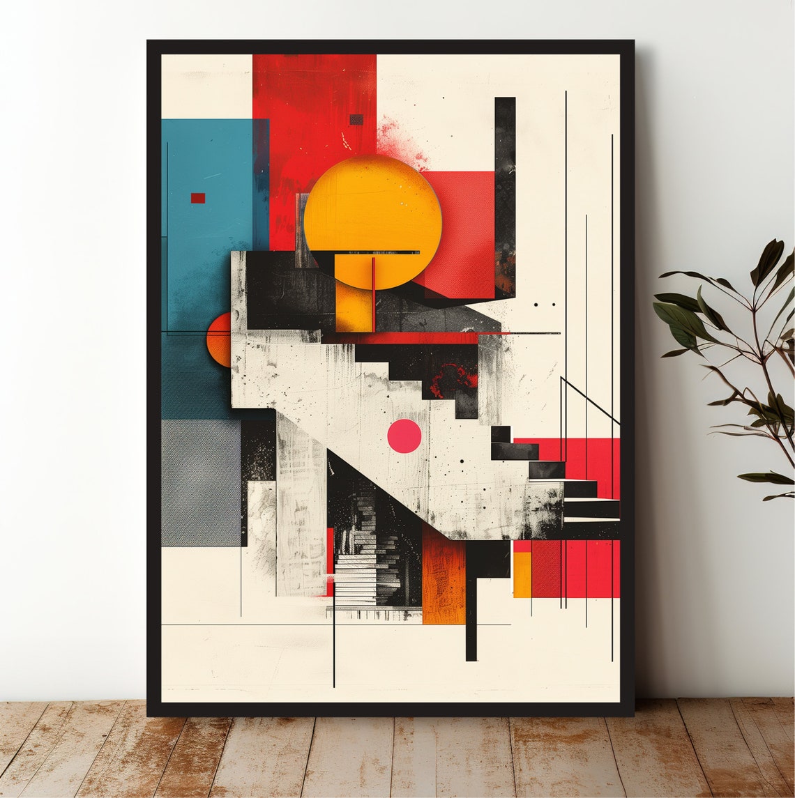 Modern Geometric Art Print Bold Shapes Colors Minimalist Wall Decor Usa Made Museum Quality Unframed