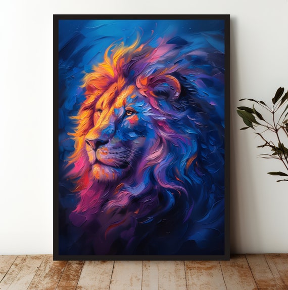 Abstract Lion Art Print Bold Wildlife Decor For Animal Lovers Museum Quality Unframed Poster Made In Usa