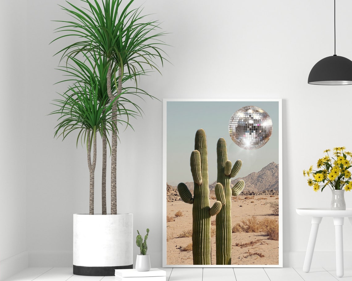 Surreal Desert With Saguaro Cacti And Giant Disco Ball Poster - Image 2