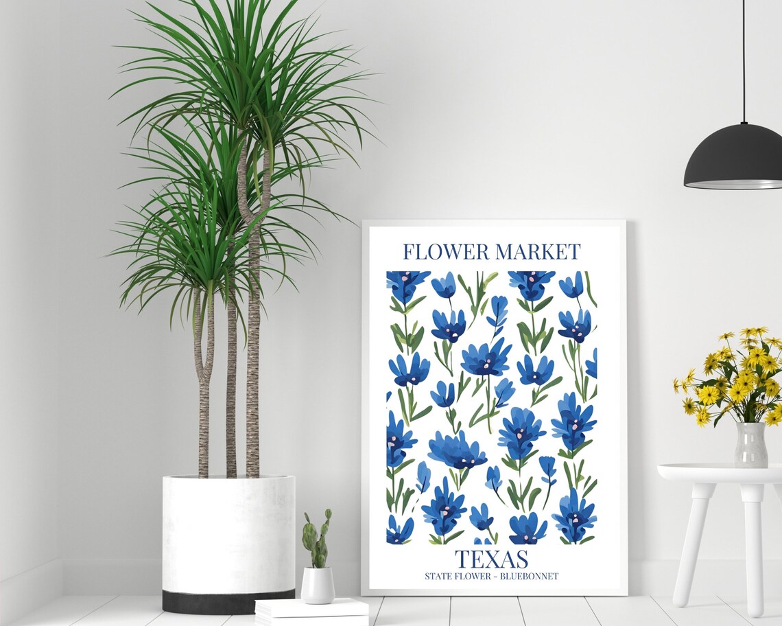 Texas Bluebonnet Flower Market Art Print - Image 2