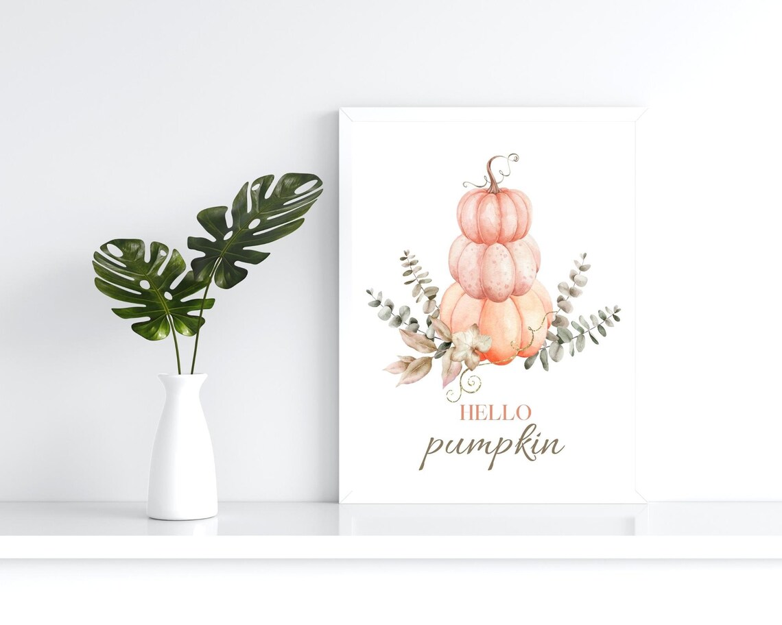 Hello Pumpkin Art Print, Autumn Halloween Decor - Image 2