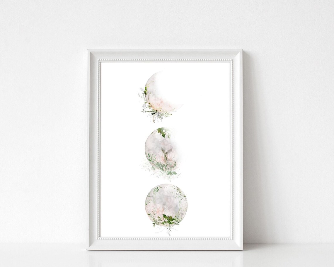 Moon Phases Watercolour Celestial Art Print - Image 2