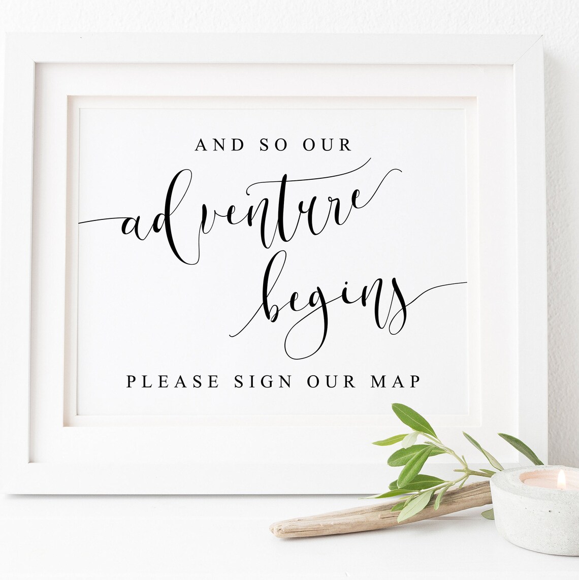 And So Our Adventure Begins Sign Our Map Wedding Guestbook Poster