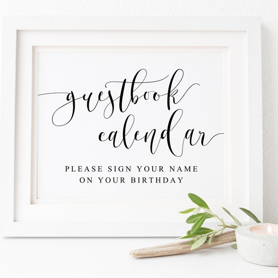 Guest Book Calendar Sign Wedding Guest Book Art Print