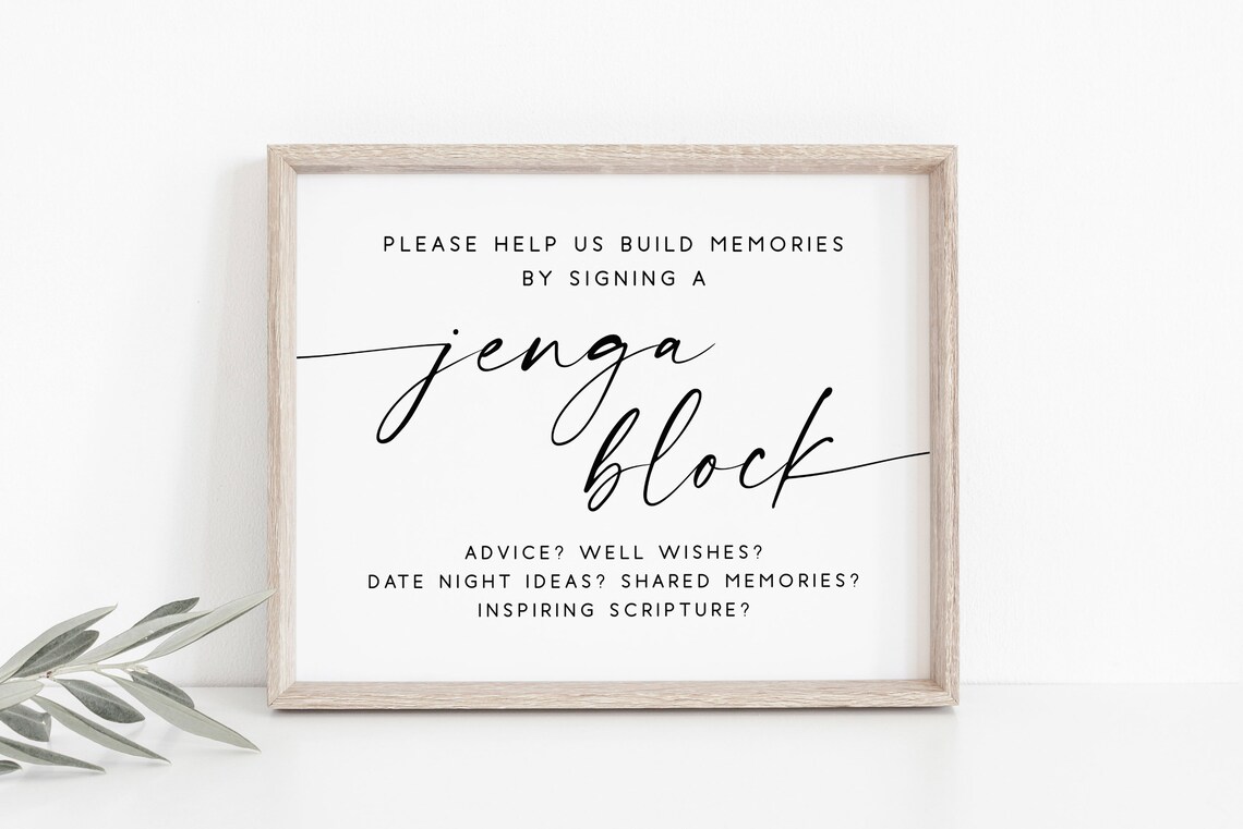 Jenga Block Wedding Sign Horizontal Building Memories Quote Poster