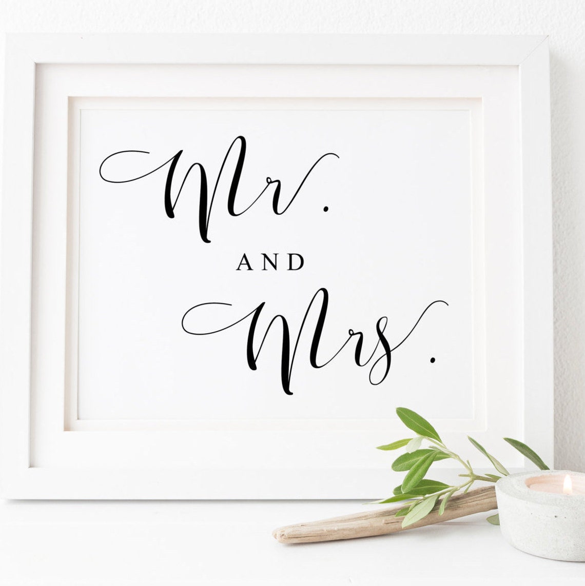 Mr And Mrs Calligraphy Wedding Newlywed Gift Table Decor Poster