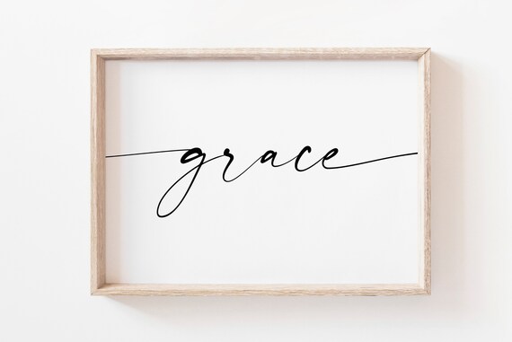 Grace Script Calligraphy Minimalist Christian Word Horizontal Poster