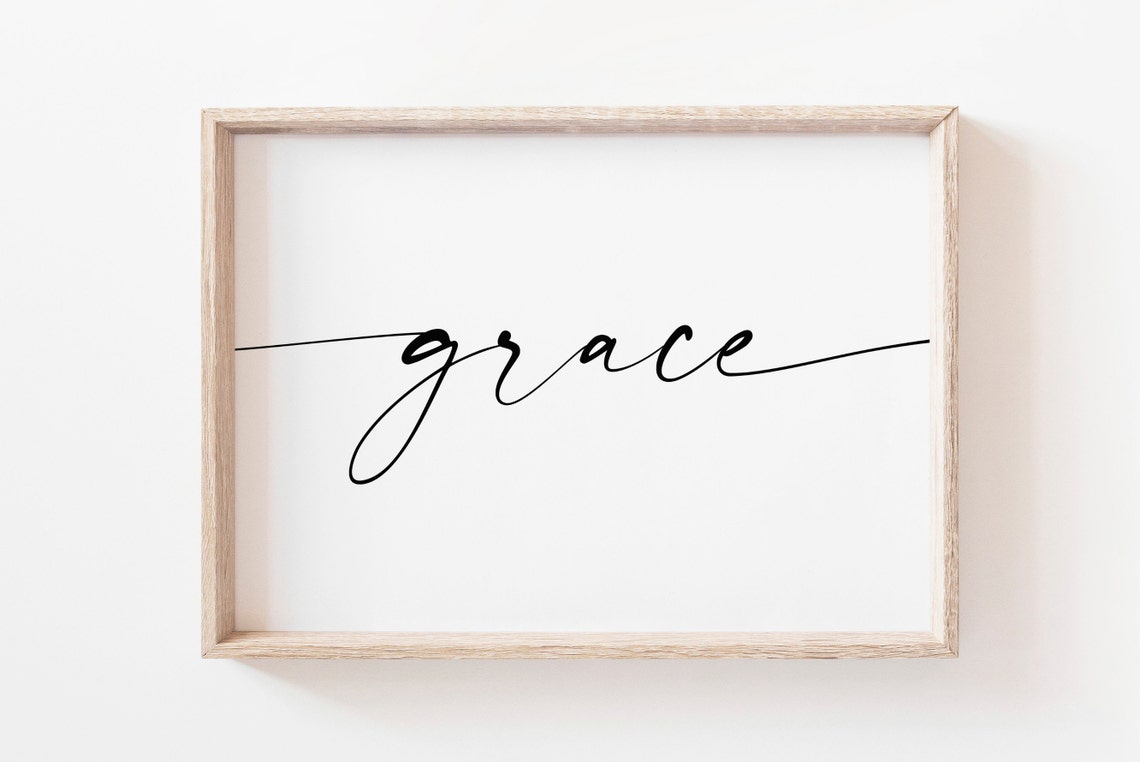Grace Script Calligraphy Minimalist Christian Word Horizontal Poster