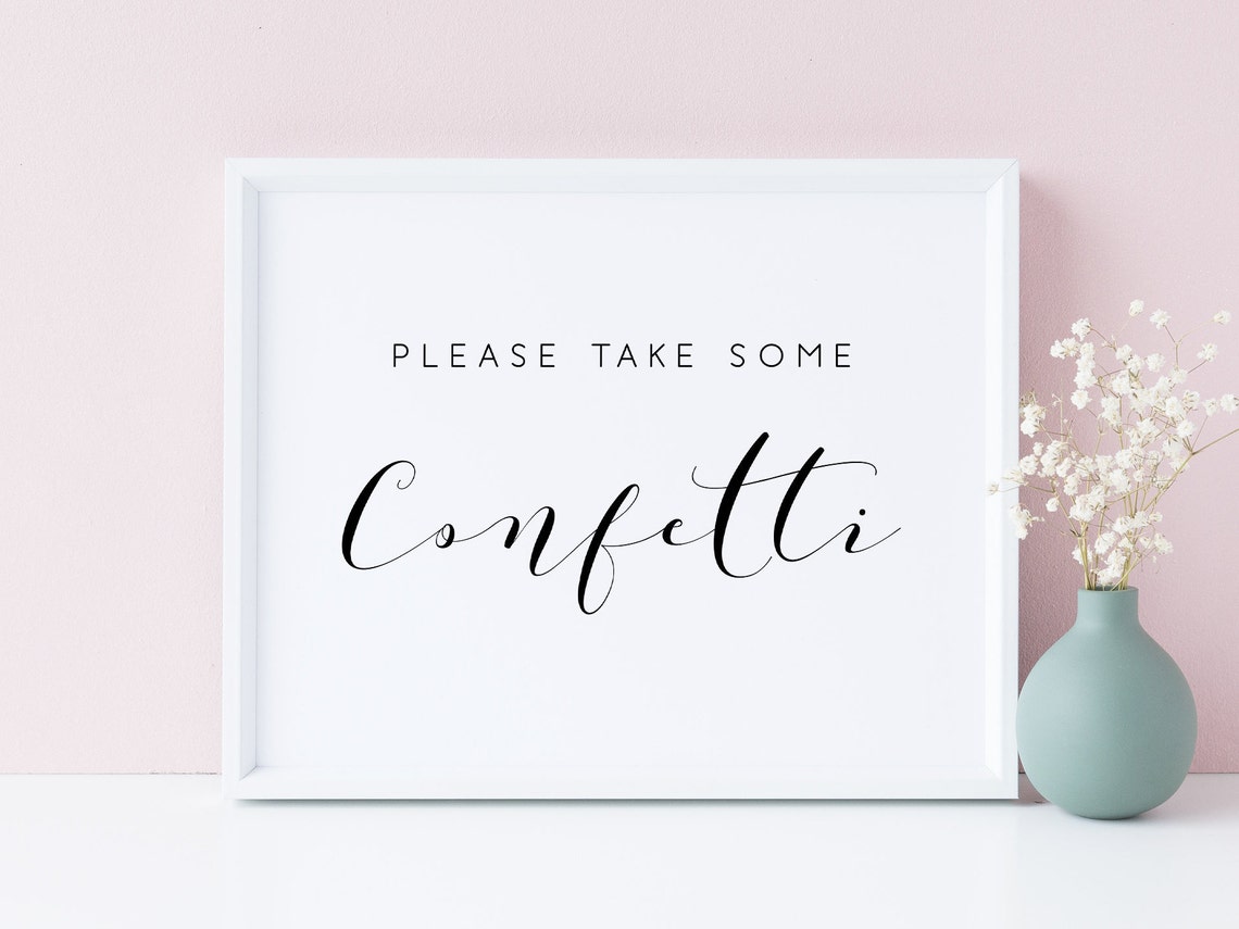 Please Take Some Confetti Wedding Reception Celebration Sign Poster