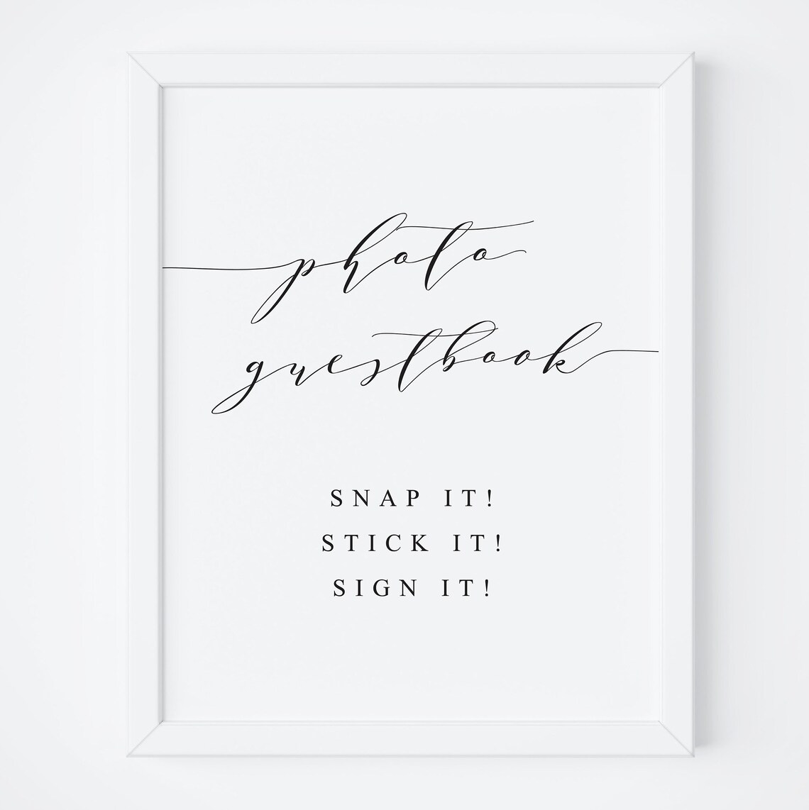 Photo Guestbook Snap Stick Sign Wedding Photo Booth Sign Print