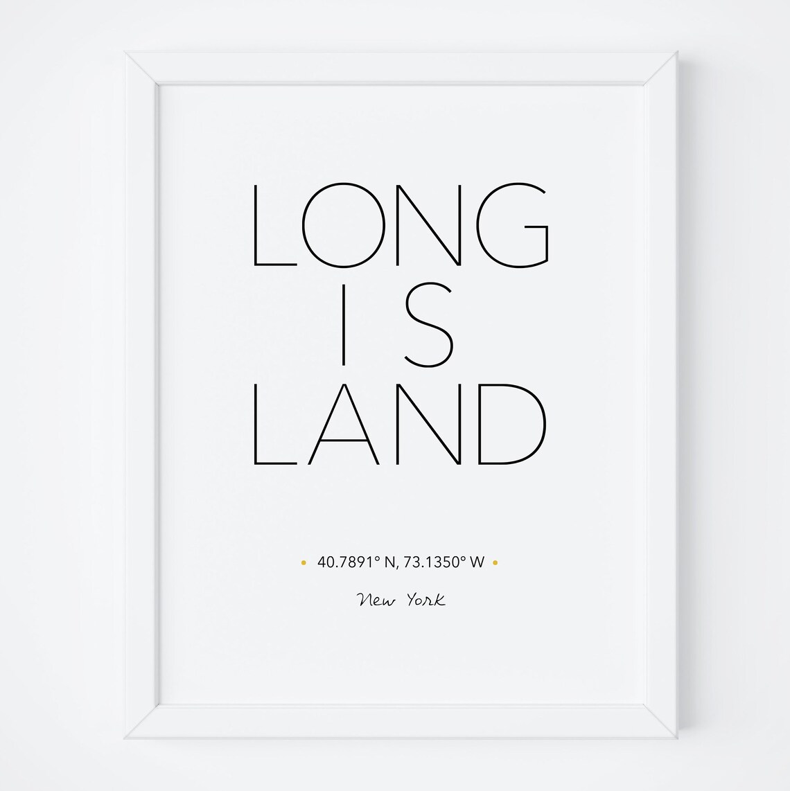 Long Island New York GPS Coordinates Minimalist Travel Art Poster