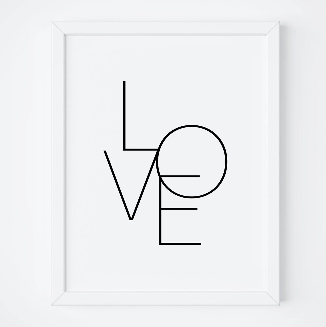 Love Minimalist Thin Line Typography Black and White Art Print