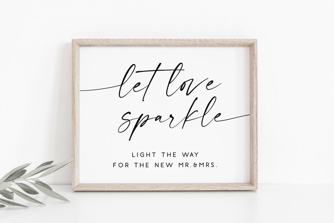 Let Love Sparkle Wedding Sparkler Send Off Sign Mr and Mrs Exit Poster