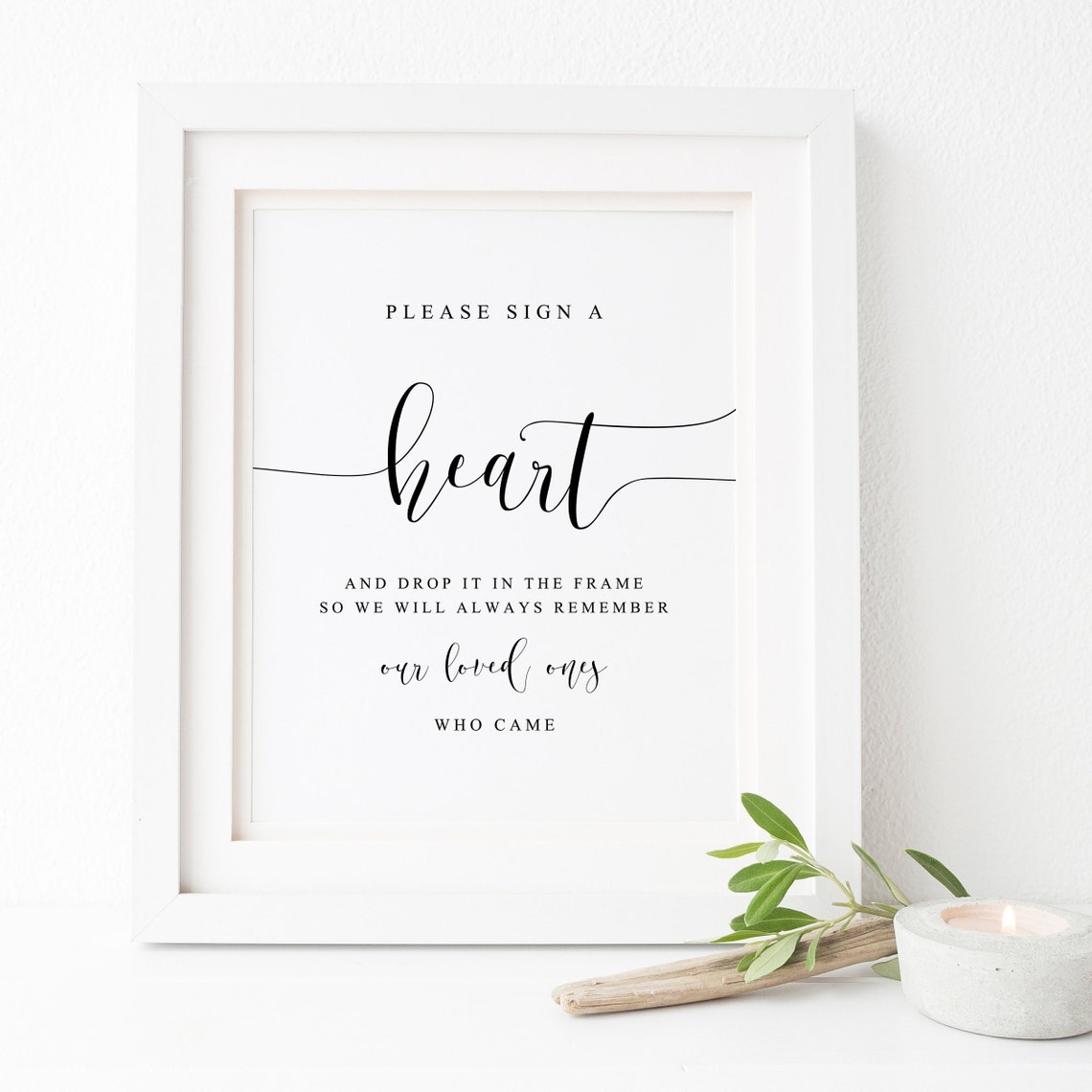 Please Sign a Heart Guestbook Alternative Wedding Frame Sign Poster
