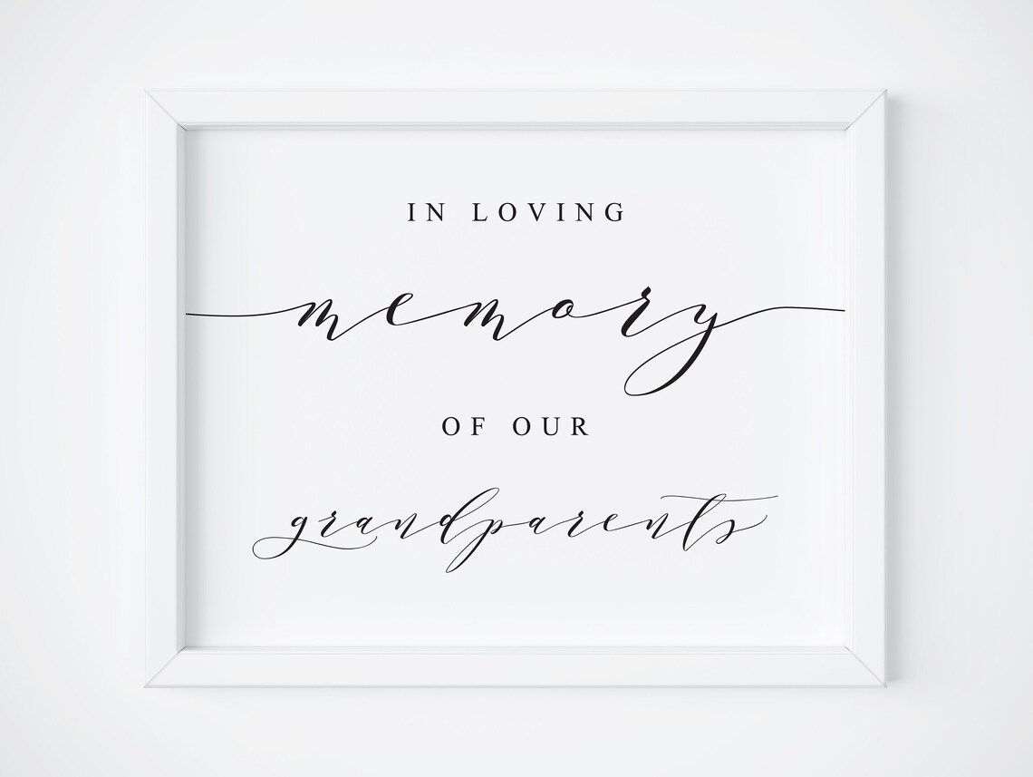 In Loving Memory of Our Grandparents Wedding Memorial Sign Poster